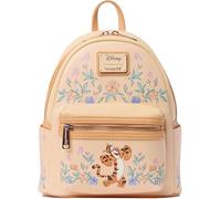 Loungefly Winnie Puuh I-Aah Mini-Rucksack, Handtasche, Blumendruck, Doppelriemen, Schultertasche, Pfirsich, Tigger, 9" x 10" x 4.5", Mini-Rucksack