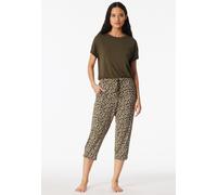 Loungehose 3/4-lang Blumen Leoparden oliv - Mix+Relax 34