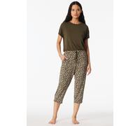 Loungehose 3/4-lang Blumen Leoparden oliv - Mix+Relax 46