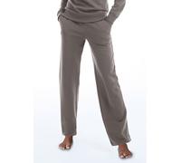 Loungehose BENCH. LOUNGEWEAR "-Relaxhose mit Logostickerei" Gr. 36/38, N-Gr, grau (taupe) Damen Hosen (44759505-36) taupe
