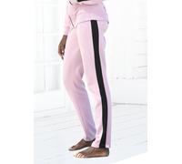 Loungehose BENCH. LOUNGEWEAR, Damen, Gr. 48/50, N-Gr, rosa (rosa, schwarz), Jersey, Obermaterial: 60% Baumwolle, 40% Polyester, unifarben mit Farbeinsatz, bequem lang, Hosen Loungehose, mit Seitenstre