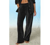 Loungehose BUFFALO, Damen, Gr. 32/34, N-Gr, schwarz, Cord, Obermaterial: 62% Baumwolle, 36% Polyester, 2% Elasthan, unifarben, weit lang, Hosen Loungehose, mit weicher Cord-Struktur (98323061-32) schw