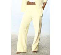 Loungehose BUFFALO, Damen, Gr. 40/42, N-Gr, hellgelb, Cord, Obermaterial: 62% Baumwolle, 36% Polyester, 2% Elasthan, unifarben, weit lang, Hosen Loungehose, mit weicher Cord-Struktur (93291711-40) hel