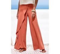Loungehose FRENCH CONNECTION, Damen, Gr. 36/38, N-Gr, orange (rost), Obermaterial: 80% Viskose, 20% Leinen, unifarben, Hosen Loungehose, mit Leinen-Anteil, in weit fließendem Lagenlook (20734119-36) r