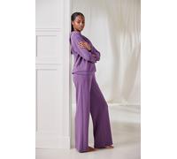 Loungehose FRENCH CONNECTION, Damen, Gr. 40/42, N-Gr, lila, Obermaterial: 55% Viskose (LENZING™ ECOVERO™), 40% Polyester, 5% Elasthan. Taschenfutter: 100% Polyester, unifarben, Basic, bequem lang, Hos