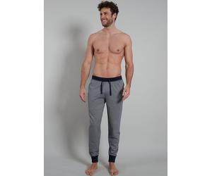 Loungehose GÖTZBURG "Brooklyn", Herren, Gr. 54 (XL), N-Gr, blau (blau, mittel, minimal), Single Jersey, Obermaterial: 100% Baumwolle, gemustert, bequem lang, Hosen Loungehose, Baumwolle, Seitentaschen