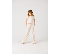 Loungehose KIDS ONLY "KOGSIESTA PULL-UP LINEN BLEND PNT NOOS", Mädchen, Gr. 122, N-Gr, beige (moonbeam), Web, Obermaterial: 80% Viskose, 20% Leinen, unifarben, relaxed fit lang, Hosen Loungehose, aus