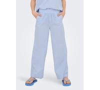 Loungehose KIDS ONLY "KOGSMILLA LIFE STRIPE PANT WVN NOOS", Mädchen, Gr. 128, N-Gr, cloud dancer stripes:clear sky, Web, Obermaterial: 100% Baumwolle, gestreift, weit lang, Hosen Loungehose (21008162-