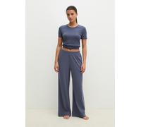Loungehose MARC O'POLO, Damen, Gr. M, N-Gr, blau (blaugrau), Jersey, Obermaterial: 98% Baumwolle, 2% Elasthan, lang, Hosen Loungehose, mit weiter Beinform, als Homewear, aus Jersey (78652621-M) blaugr
