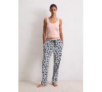 Loungehose MARC O'POLO, Damen, Gr. XL, N-Gr, blau (blau, gemustert), Web, Obermaterial: 100% Baumwolle, bequem lang, Hosen Loungehose, elastischer Bund, Kordelzug (29839603-XL) blau, gemustert