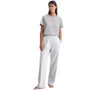 Loungehose MARC O'POLO "Heavy Jersey-Woven", Damen, Gr. L, N-Gr, grau (cozy grau melange), Jersey, Obermaterial: 100% Baumwolle, lässig geschnitten lang, Hosen Loungehose, praktische Eingrifftaschen,