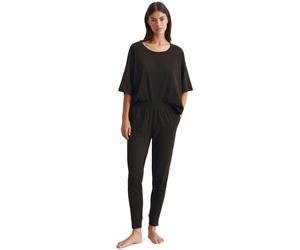 Loungehose MARC O'POLO "Mix & Match Cotton-Woven", Damen, Gr. XS, N-Gr, schwarz, Single Jersey, Obermaterial: 100% Baumwolle, meliert, regular fit lang, Hosen Loungehose, mit klassischem Regular Fit (