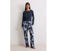 Loungehose MARC O'POLO "Mix -n-Match", Damen, Gr. S, N-Gr, sanftes blau, dunkelblauer print, Jersey, Obermaterial: 92% Modal, 8% Elasthan, lässig geschnitten lang, Hosen Loungehose, seitliche Eingriff