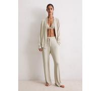 Loungehose MARC O'POLO "Soft Knit", Damen, Gr. L, N-Gr, beige (graubeige), Feinstrick, Obermaterial: 95% Modal, 5% Elasthan, bequem lang, Hosen Loungehose, weich, Modalmix, seitliche Taschen, Bindeban