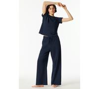 Loungehose SCHIESSER "Schiesser 150 Years", Damen, Gr. 36, N-Gr, blau (801, admiral), Single Jersey, Obermaterial: 100% Baumwolle, bequem lang, Hosen Loungehose, seitliche Taschen, weites Bein, Baumwo