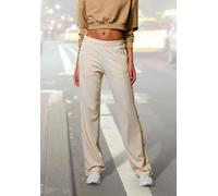 Loungepants FRENCH CONNECTION, Damen, Gr. 32/34, N-Gr, beige, Obermaterial: 70% Viskose, 25% Polyamid, 5% Elasthan, bestickt, unifarben, bequem lang, Hosen, mit Druckknöpfen seitlich am Bein (38923518