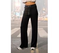 Loungepants FRENCH CONNECTION, Damen, Gr. 36/38, N-Gr, schwarz, Obermaterial: 78% Polyester, 19% Viskose, 3% Elasthan, unifarben, modisch, bequem lang, Hosen, in gerippter Strickoptik (24002834-36) sc