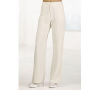 Loungepants FRENCH CONNECTION, Damen, Gr. 40/42, N-Gr, beige, Obermaterial: 78% Polyester, 19% Viskose, 3% Elasthan, unifarben, bequem lang, Hosen, in gerippter Strickoptik (30547156-40) beige