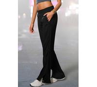 Loungepants FRENCH CONNECTION, Damen, Gr. 40/42, N-Gr, schwarz, Obermaterial: 70% Viskose, 25% Polyamid, 5% Elasthan, bestickt, unifarben, bequem lang, Hosen, mit Druckknöpfen seitlich am Bein (754146