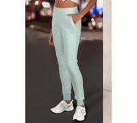 Loungepants FRENCH CONNECTION, Damen, Gr. 48/50, N-Gr, grün (mint), Obermaterial: 70% Viskose, 25% Polyamid, 5% Elasthan, unifarben, bestickt, modisch, figurbetont lang, Hosen, schmale sportive Form,