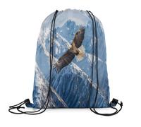 Loussiesd Adler Turnbeutel 30x40cm Schneeberg Rucksack mit Kordelzug für Frauen Männer Jugendliche Flying Eagle Gymsack Sportsack Sky Blau Verstellbar Tunnelzug Sportbeutel Verstellbar Sportbeutel