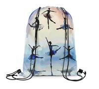 Loussiesd Ballett Gymsack Sportsack Nette Kleine Tänzer Turnbeutel 33x40cm für Frauen Geschenke Sport Sportbeutel Sporttasche für Frauen Blau Orange Rucksack mit Kordelzug