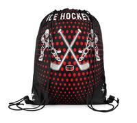 Loussiesd Eishockey Turnbeutel 33x40cm Eissport Spiele Rucksack mit Kordelzug für Kinder Erwachsene Neon Honigwabe Rot Sportbeutel Sporttasche Hockey Spieler Gymsack Sportsack