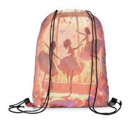 Loussiesd Erwachsene Ballett Turnbeutel 30x40cm Kleine Ballerina Tänzer Sportbeutel für Frauen Männer Nette Prinzessin Thema Rucksack mit Kordelzug Verstellbar Gymsack Sportsack