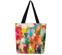 Loussiesd Floral Rose Leinwand Einkaufstasche Flower Floral Tragetasche für Strand Einkaufen Schlafzimmer Einkaufsbeutel Blau Schwarz Stofftasche Soft Tragetasche