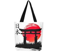 Loussiesd Japanischer Stil Leinwand Einkaufstasche Hokusai Stofftasche Japanisch Stoffbeutel Traditionelles Retro Thema Handtasche Exotische Oriental Tragetasche für Frauen Erwachsene Männer