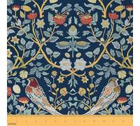 Loussiesd Kinder Vintage Floral Stoff Meterware 276x150cm Retro Vogel Bohemian Dekorative Patchwork Stoffe Blume Geometric Wasserdichter Stoff für Stühle Outdoor Stoff