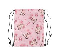 Loussiesd Rosa Western Dekor Turnbeutel 30x40cm Cowboy Cowgirl Stiefel Sportbeutel Dekor Nette Bogenknoten Träumende Prinzessin Stil Gymsack Sportsack Glitter Kirsche Rucksack mit Kordelzug