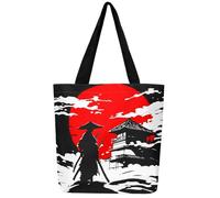 Loussiesd Samurai Leinwand Einkaufstasche Hokusai Stofftasche Japanischer Stil Exotische Orientalische Stoffbeutel Japanische Ukiyoe Traditionelle Retro Thema Tragetasche für Strand Reise Einkaufen