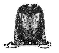 Loussiesd Sonne Mond Turnbeutel 33x40cm für Frauen Geschenke Böhmische Motte Rucksack mit Kordelzug für Erwachsene Galaxy Astrologie Raum Sportbeutel Sporttasche Tod Motte