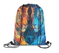 Loussiesd Tiger Turnbeutel 30x40cm Kinder Wildtiere Rucksack mit Kordelzug Yoga Gym Schwimmstrand Einkaufssack Wildlife Sportbeutel Sporttasche Wasserdicht Yellow Blau Sportsack Gym Sack