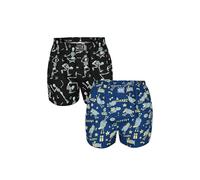 Boxershorts LOUSY LIVIN "2Pack Boxershorts Sheep & Yoga", Herren, Gr. M, blau, 100% Baumwolle, Unterhosen, mit lockerem Schnitt (75282657-M) blau