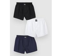 Boxershorts LOUSY LIVIN "3Pack Boxershorts Plain 3 Pack", Herren, Gr. L, schwarz-weiß (schwarz, weiß), 100% Baumwolle, Unterhosen, 3er-Pack mit lockerem Schnitt (40267609-L) schwarz, weiß