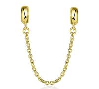 LOVANS Gold Sicherheitskette Charms Stopper für Armband, 925 Sterling Silber Hypoallergen Charm Anhänger Clip Verschluss mit Silikon, Rutschfester Trenner für Damen Armbänder