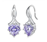 LOVANS Herz Ohrrring Hängend Damen 925 Sterling Silber Blaue Zirkonia Ohrringe Geburtsstein Ohrringe Herz Ohrhänger Herz Schmuck Geschenk für Damen Mädchen