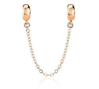 LOVANS Roségold Sicherheitskette Charms Stopper für Armband, 925 Sterling Silber Hypoallergen Charm Anhänger Clip Verschluss mit Silikon, Rutschfester Trenner für Damen Armbänder