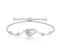 LOVANS Verstellbares Armband Damen 925 Sterling Silber Herzen Ketten Armbänder Birnenform Cubic Zirkonia Schmuck aus Sterlingsilber Armkette für Frauen Silber
