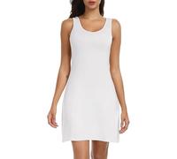 Lovasy Unterkleid Damen Kurz Sexy Sommer Unterröcke Full Slip Tank Top Breite Schultergurte Unterkleider für Damen Modal Nachthemd,Weiß,M