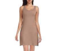 Lovasy Unterkleid Damen Kurz Sexy Sommer Unterröcke Full Slip Tank Top Breite Schultergurte Unterkleider für Damen Modal Nachthemd,Dunkelbraun,S