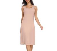 Lovasy Unterkleid Damen Lang Sommer Unterröcke Full Slip Sexy Tank Top Breite Schultergurte Unterkleider für Damen Modal Nachthemd,Khaki,M