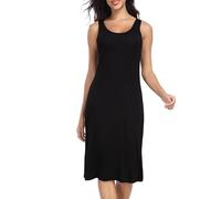 Lovasy Unterkleid Damen Lang Sommer Unterröcke Full Slip Sexy Tank Top Breite Schultergurte Unterkleider für Damen Modal Nachthemd,Schwarz,XXL