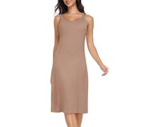 Lovasy Unterkleid Damen Lang Sommer Unterröcke Full Slip Sexy Tank Top Breite Schultergurte Unterkleider für Damen Modal Nachthemd,Dunkelbraun,S