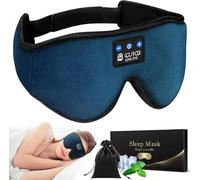 LOVE EYE Schlafkopfhörer, Bluetooth-Augenmaske, Schlafmaske aus 6A Eisseide Ultraweiches, bequemes, waschbares Perfekt für Seitenschläfer, Büro, Reisen, Geburtstagsgeschenk für Männer & Frauen (Blau)