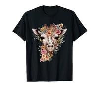 Love Giraffe Damen Wildtier-Giraffen-Liebhaber mit Blumen T-Shirt