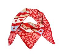 Love Hearth Leopard Dreieck Schal aus 100% Baumwolle Frühling Unisex Uni Fashion Stola Tuch Übergangszeit Italy Sommer Strickschal Strick Tuch Herz Leo Happy Pastellfarbe (Rot)