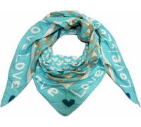 Love Herz Leopard Dreieck Schal aus 100% Baumwolle Frühling Unisex Uni Fashion Stola Tuch Übergangszeit Italy Sommer Strickschal Strick Tuch Heart Leo Happy (Love Türkis)